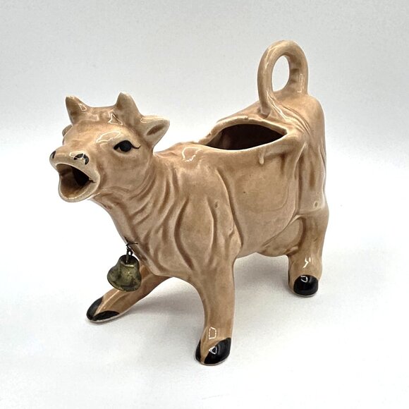 Vintage Kenmar Japan Lt Tan Jersey Cow Creamer Milk Pitcher Farmhouse Decor*Pics - Picture 1 of 12